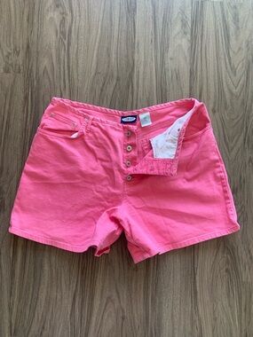 L.A. Blues Bright Pink High-Rise Button-Front Jean Shorts